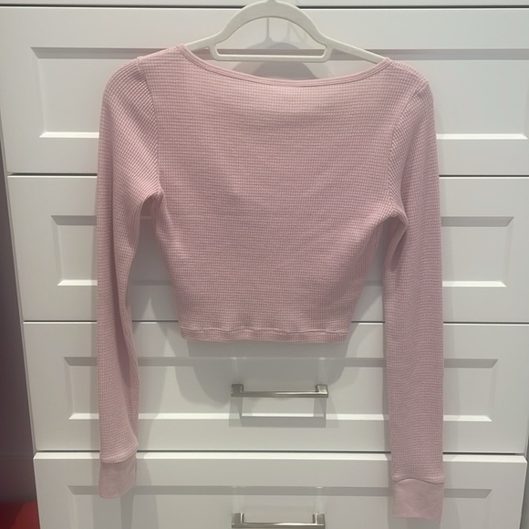 Tna pink waffle long sleeve crop top size:xs - Picture 3 of 4
